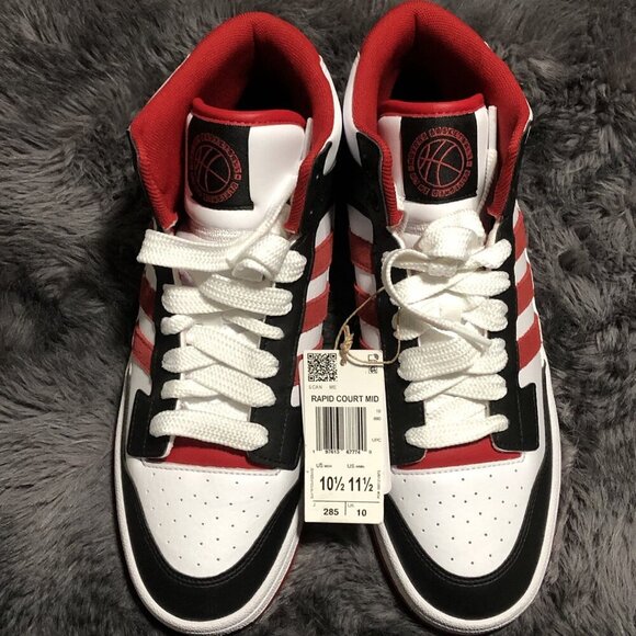 adidas Other - Adidas Men's Rapid Court Mid Shoe In A White, Black And red Colorway Size 10.5